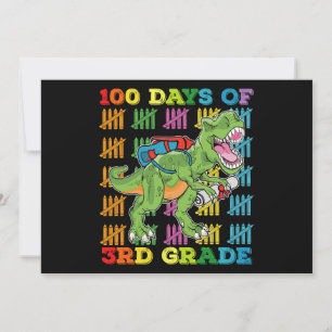 100 Days Of 3rd Grade T Rex Dinosaur School Invitation