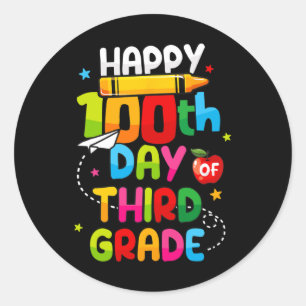 100 Days Of 3rd Happy 100th Day Of School Teachers Classic Round Sticker