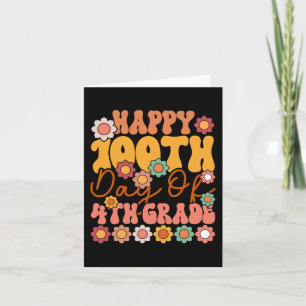 100 Days Of 4th Grade Cute Groovy Teacher Kids Gir Card