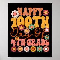 100 Days Of 4th Grade Cute Groovy Teacher Kids Gir
