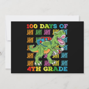 100 Days Of 4th Grade T Rex Dinosaur School Invitation