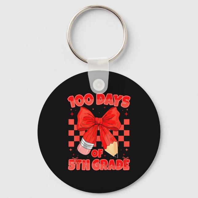 100 days of 5th grade coquette 100th day fifth key ring (Front)