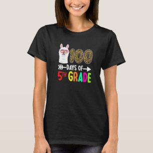 100 Days Of 5th Grade Llama Kids 100th Day Of Scho T-Shirt