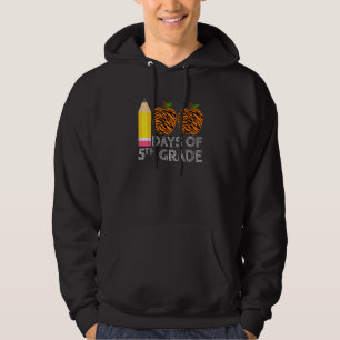 100 Days Of 5th Grade Tiger Print Happy 100th Day Hoodie