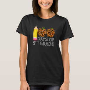 100 Days Of 5th Grade Tiger Print Happy 100th Day  T-Shirt