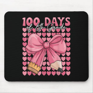 100 Days Of 6th Grade Girls Cute Bow 100th Day Of Mouse Pad