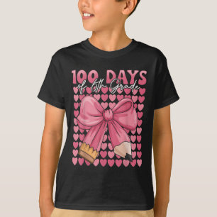 100 Days Of 6th Grade Girls Cute Bow 100th Day Of T-Shirt