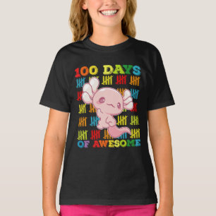 100 Days Of Awesome Axolotl 100th Day Of School T-Shirt