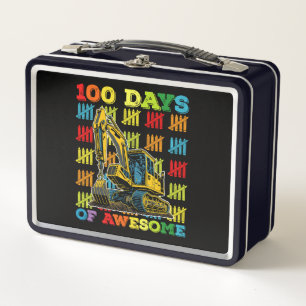 100 Days Of Awesome Excavator 100th Day Of School Metal Lunch Box