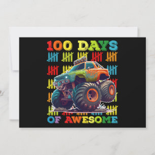100 Days Of Awesome Monster Truck 100th Day School Invitation