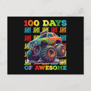 100 Days Of Awesome Monster Truck 100th Day School Postcard