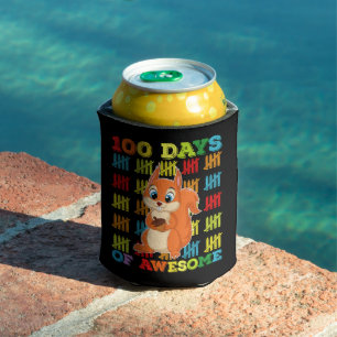 100 Days Of Awesome Squirrel 100th Day Of School Can Cooler