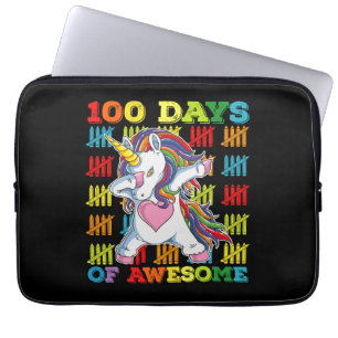 100 Days Of Awesome Unicorn 100th Day Of School Laptop Sleeve