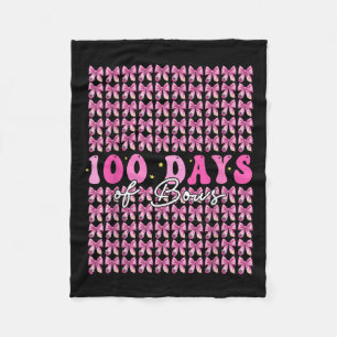 100 Days Of Bows Coquette 100th Day Of School Fleece Blanket