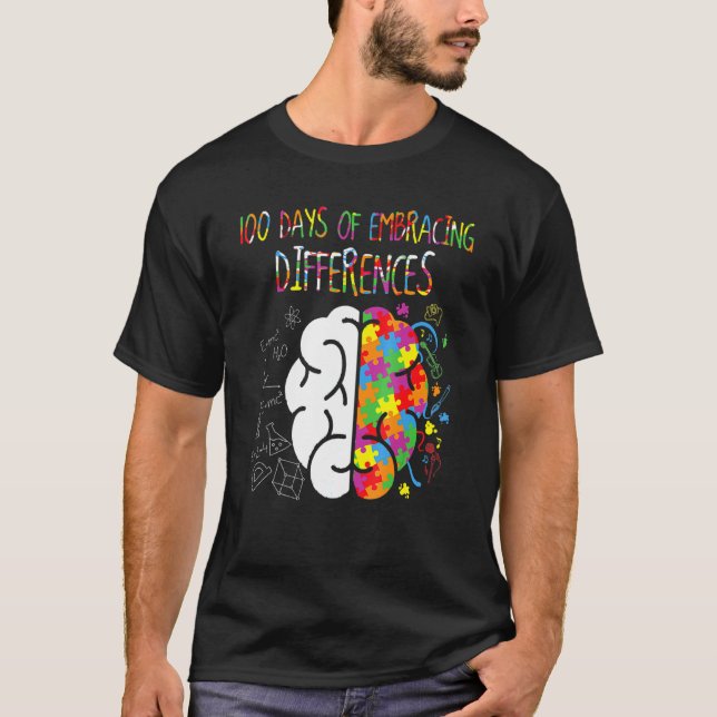 100 Days of Brain Autism awareness 100th day of Sc T-Shirt (Front)