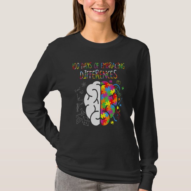 100 Days of Brain Autism awareness 100th day of Sc T-Shirt (Front)