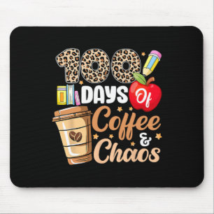 100 Days Of Coffee And Chaos Leopard 100th Day Tea Mouse Pad