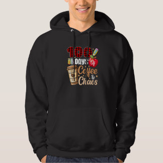 100 Days Of Coffee And Chaos Red Plaid Teacher 100 Hoodie