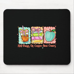 100 Days Of Coffee And Chaos Retro Coquette Teache Mouse Pad