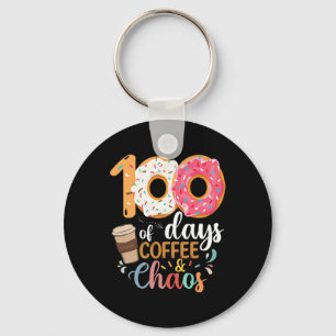 100 Days Of Coffee And Chaos teacher 100th day Sch Key Ring
