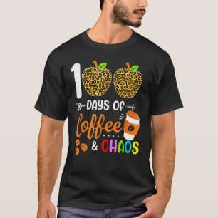 100 Days Of Coffee & Chaos Leopard 100th Day Schoo T-Shirt