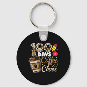 100 Days Of Coffee Chaos Shirt 100th Day Of Key Ring