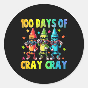 100 Days Of Cray-cray Dancing Pencil 100th Day Of  Classic Round Sticker