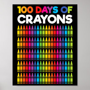 100 Days of Crayons for Girls Kids 100th Day Of S Poster