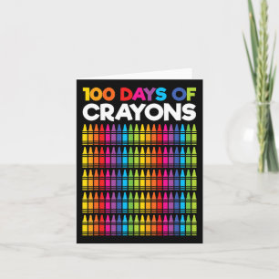 100 Days Of Crayons For Girls Kids 100th Day Of Sc Card