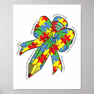 100 Days Of Embracing Autism 100th Day School Coqu Poster
