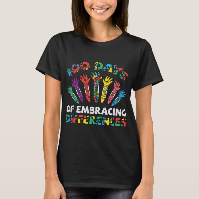 100 Days Of Embracing Autism 100th Day School SPED T-Shirt (Front)