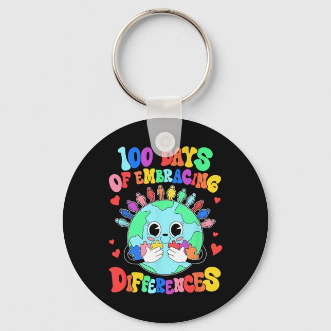 100 Days Of Embracing Differences Autism Awareness Key Ring (Front)