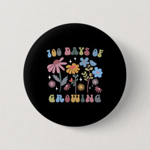 100 Days Of Growing Retro Boho Flower 100th Day Of 6 Cm Round Badge