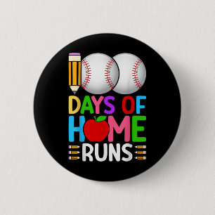 100 Days Of Home Runs Baseball 100th Day Of 6 Cm Round Badge