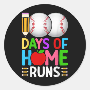 100 Days Of Home Runs Baseball 100th Day Of Classic Round Sticker