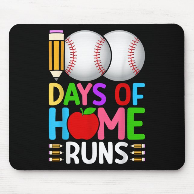 100 Days Of Home Runs Baseball 100th Day Of Mouse Pad (Front)
