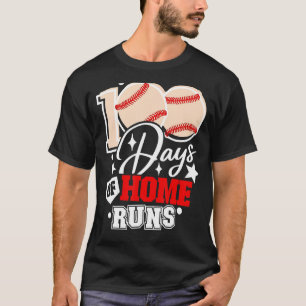 100 Days Of Home Runs Baseball Player Student Coac T-Shirt