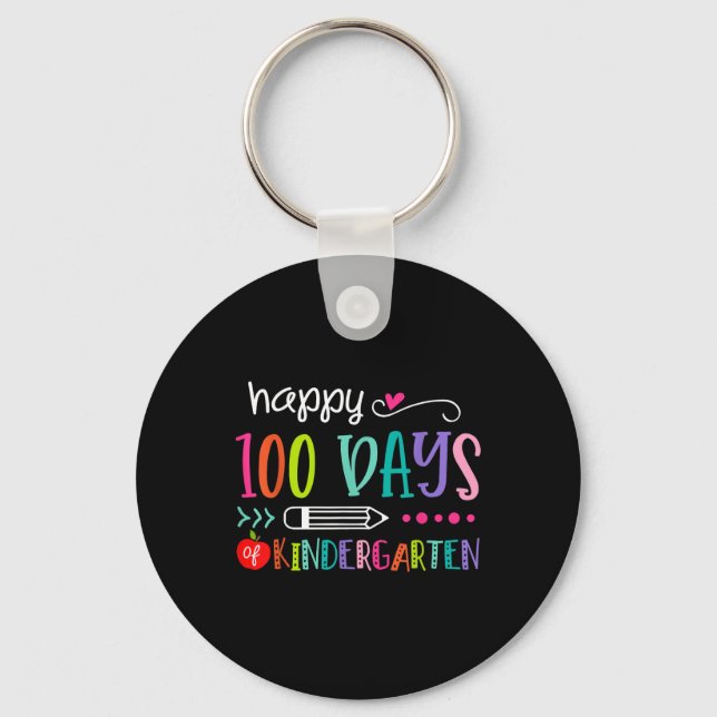 100 Days Of Kindergarten 100th Days Of School Key Ring (Front)