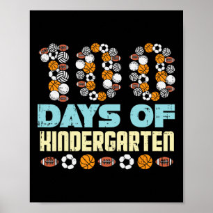 100 Days Of Kindergarten Balls 100th Day School Sp Poster