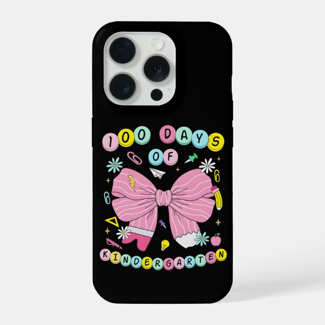 100 Days of Kindergarten Cute Pink Bow  iPhone Case (Back)