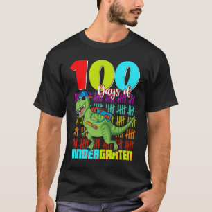 100 Days Of Kindergarten Dinosaur Rex Dinosaur  Bo T-Shirt