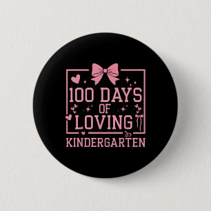100 Days Of Kindergarten Girl 100th Day Of School  6 Cm Round Badge