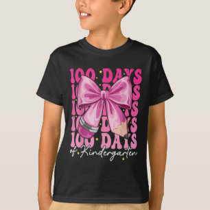100 Days Of Kindergarten Girls Bow 100th Day T-Shirt
