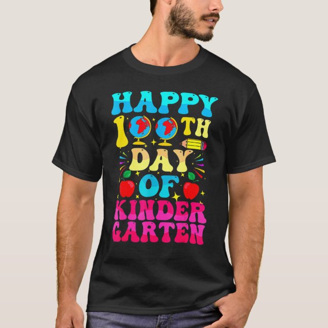 100 Days Of Kindergarten - Happy 100th Day Of Scho T-Shirt (Front)