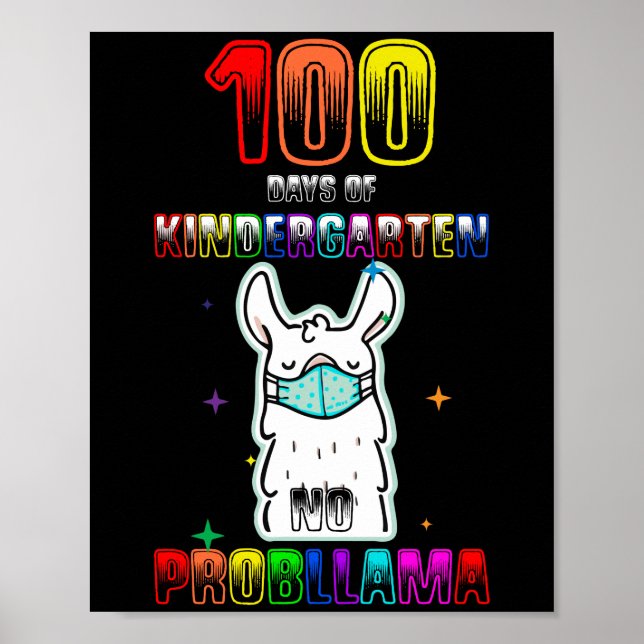 100 Days of Kindergarten No Probllama Llama Poster (Front)