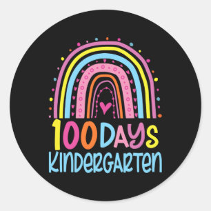 100 Days Of Kindergarten Rainbow Happy 100th Day O Classic Round Sticker