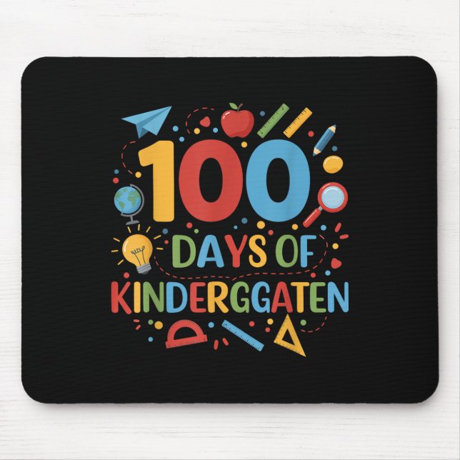 100 Days Of Kindergarten School 100th Days Of Mouse Pad (Front)