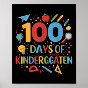 100 Days Of Kindergarten School 100th Days Of Poster