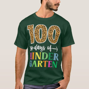 100 Days of Kindergarten School Teacher Leopard 10 T-Shirt