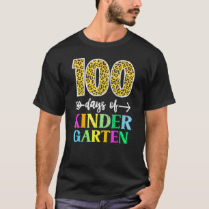 100 Days Of Kindergarten School Teacher Leopard 10 T-Shirt